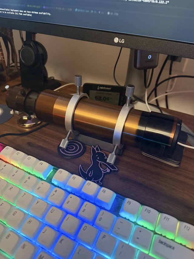 RGB Mechanical Keyboard and Golden Telescope Gaming Setup