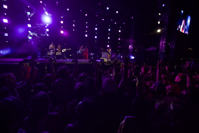 Purple Spotlight on Rock Concert Performance