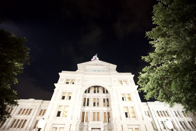 Austin City Hall Illuminated at Night