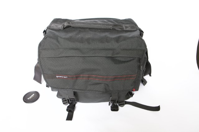 Black Backpack with Red Stripe
