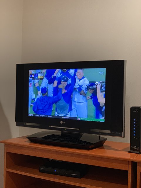 Baseball Game on Big Screen TV