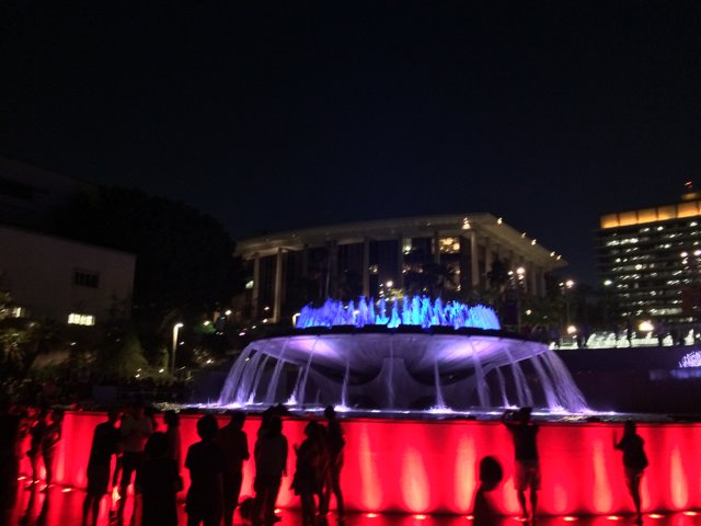 Illuminated Fountain in the Heart of Los Angeles