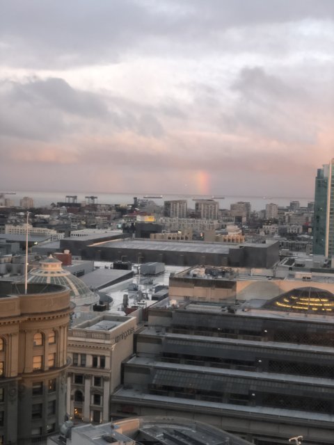 The Rainbow Over San Francisco's Urban Skyline