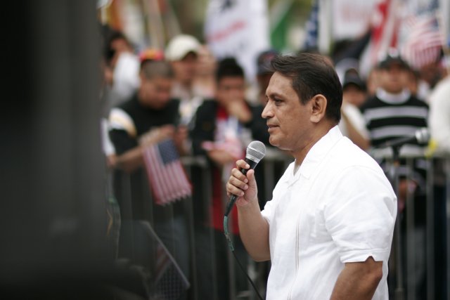 Gil Cedillo addressing the student protest