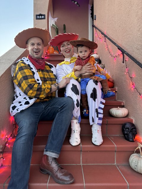 Little Cowboys on the Staircase