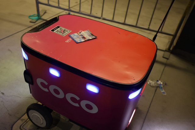 Coco Delivery Robot Parked at Wobbleland Festival