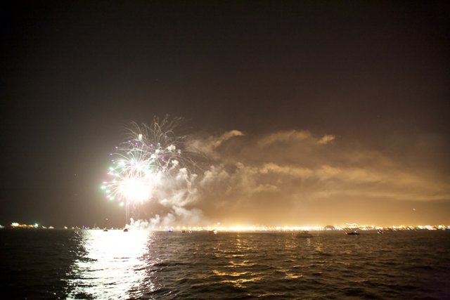 Fireworks Extravaganza Over the Ocean