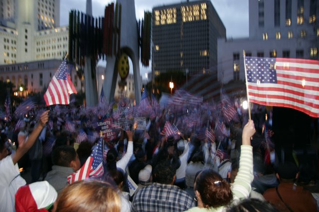 Patriotic Crowd in the Heart of Metropolis