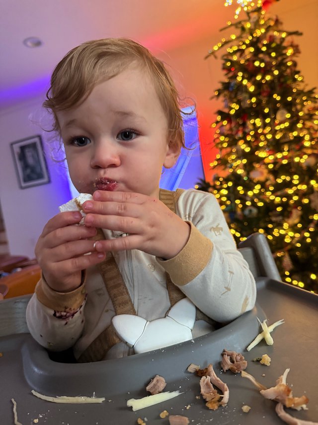Toddler's Messy Christmas Dessert Moment
