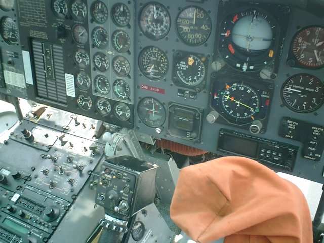Inside the cockpit of an airplane
