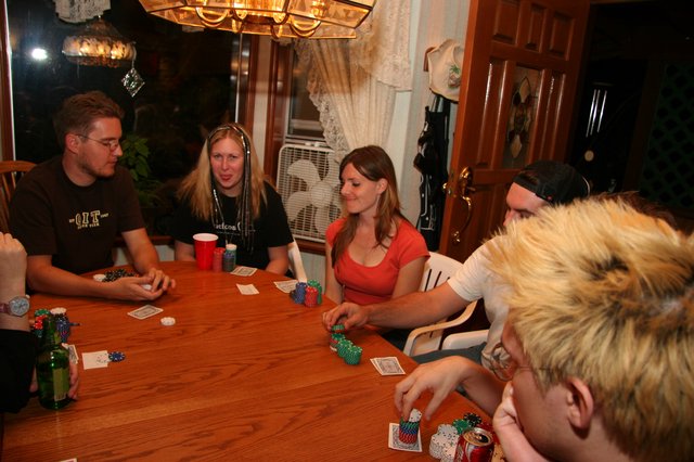 Friends Gathered Around Table for Home Poker Night