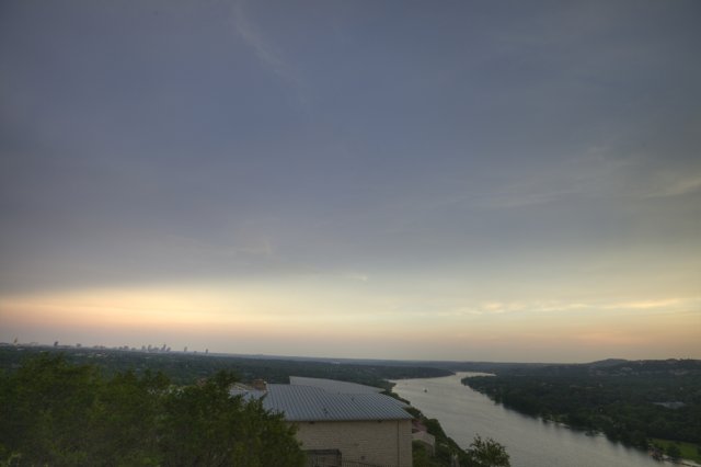 Sunset over Austin's River and City