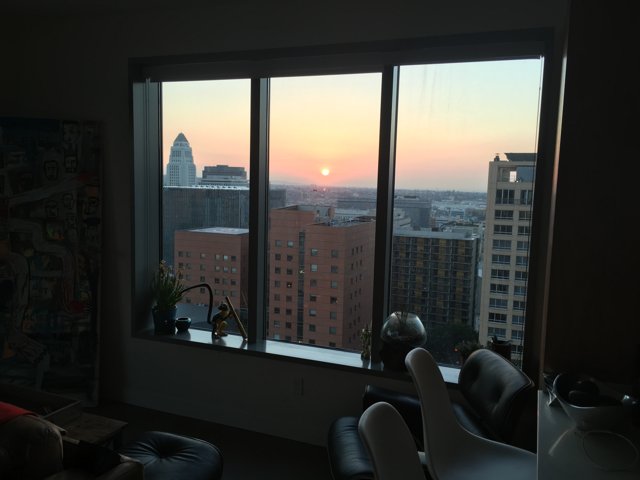 Sunset View from a Luxurious Living Room in Los Angeles