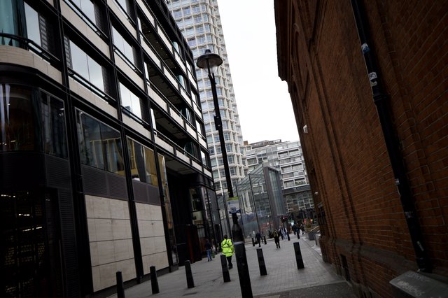 Modern Urban Street Scene in London Financial District