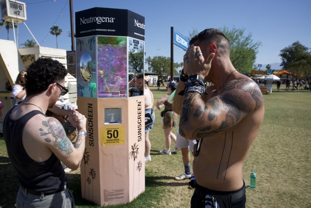 Protection and Patterns: The Sunscreen Station at Coachella 2024