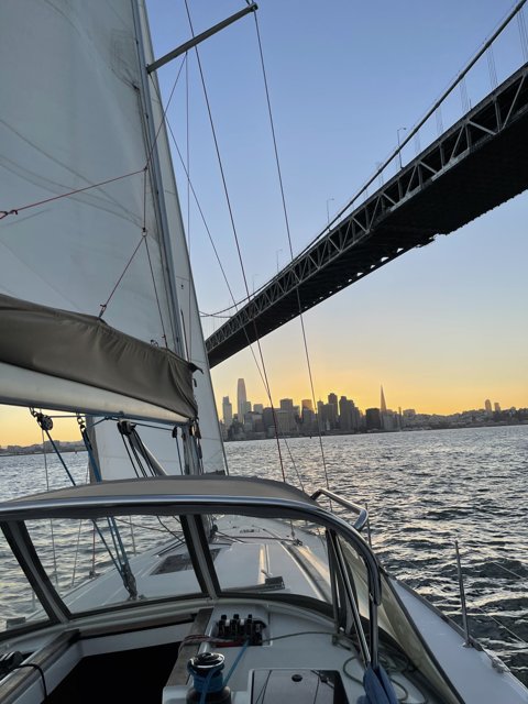 Sailboat at Sunset in San Francisco Bay