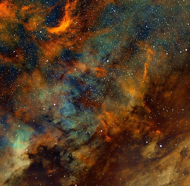 NGC6997 Open Cluster in Cygnus SHO Narrowband Palette