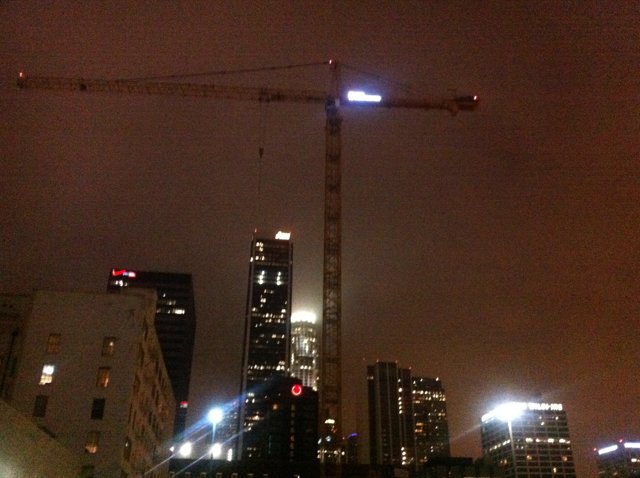 Construction Crane Illuminates LA's Metropolitan Skyline