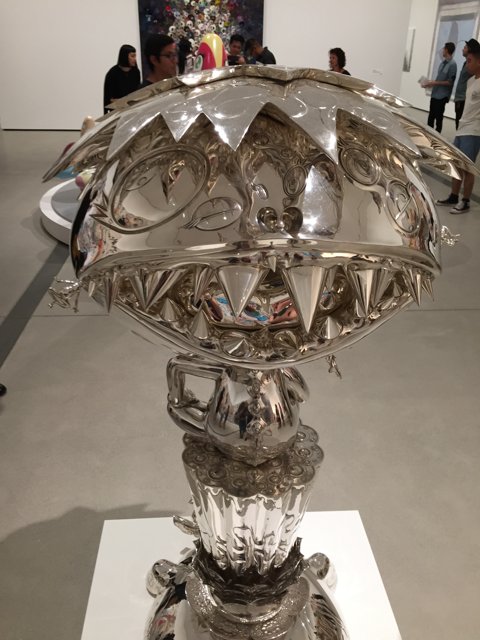 Shimmering Silver Statue in The Broad Museum
