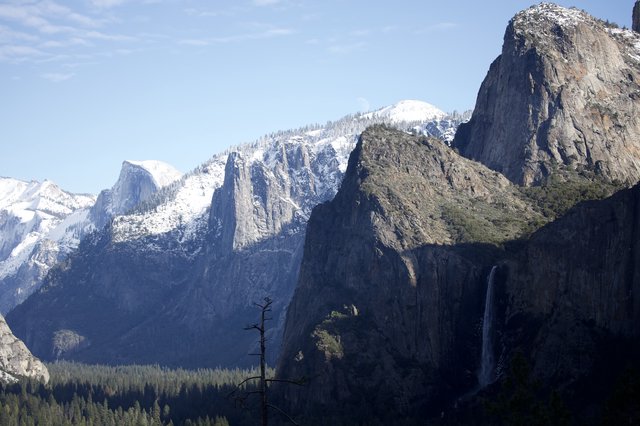 Winter Snow Blankets Yosemite Valley's Granite Cliffs