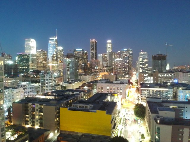Illuminated Cityscape of Los Angeles at Night