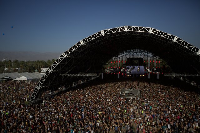 Concert-goers Gather under Blue Skies at Coachella