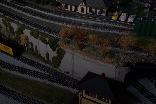 Miniature Train on an Elaborate Railroad Diorama