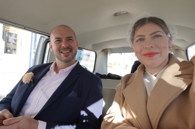 Elegant Couple Sharing Car Ride Together