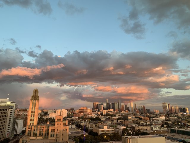 Los Angeles Skyline Painted in Sunset Colors