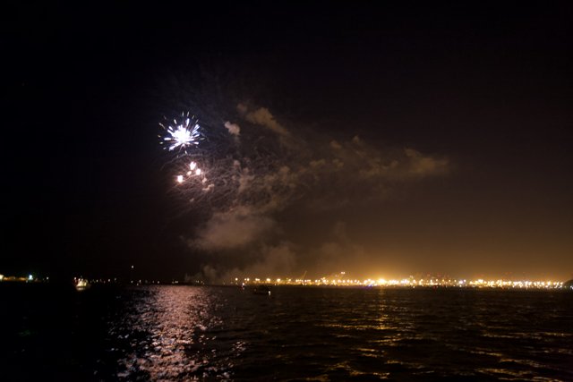 Sparkling Fireworks on the Water