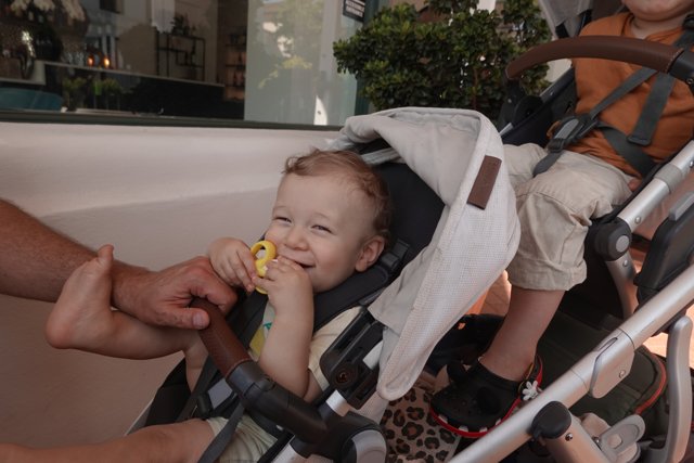 Joyful Moments on a Sunny Stroll