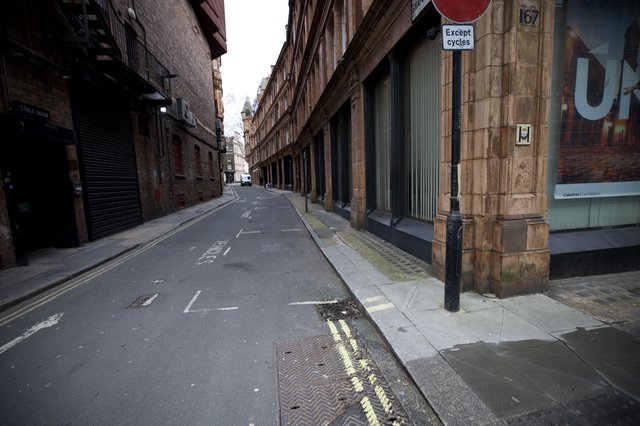 Empty Urban Street in Historic Glasgow District