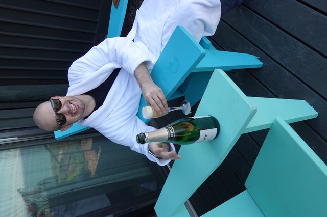 Relaxing with Champagne on the Patio