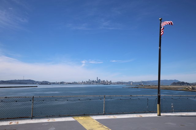 San Francisco Skyline View from USS Hornet Deck