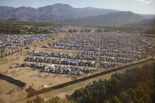 Aerial View of Crowded Campground at Coachella