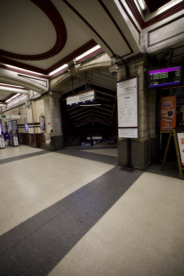 Underground Railway Station Platform Entrance in London