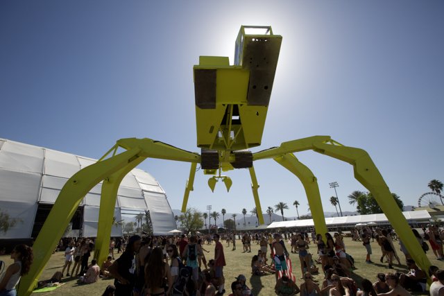 Giant Yellow Spider Invades Coachella!