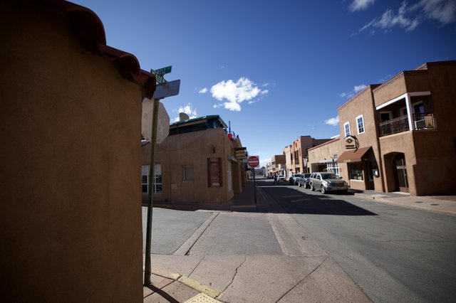 Quiet Street Corner in Santa Fe's Historic Adobe District
