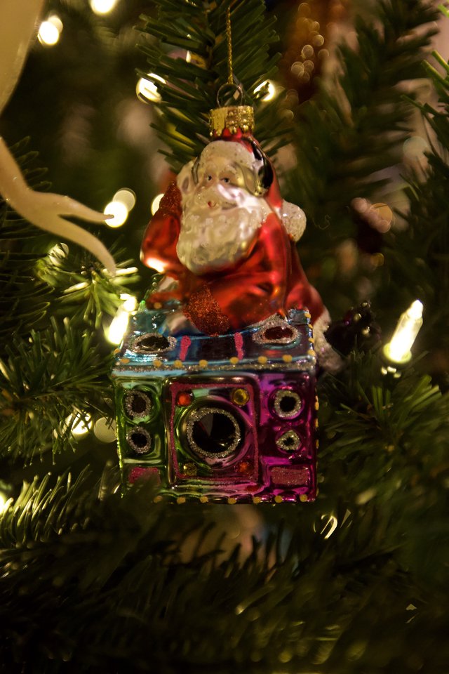 Santa DJ Christmas Tree Ornament with Colorful Speakers