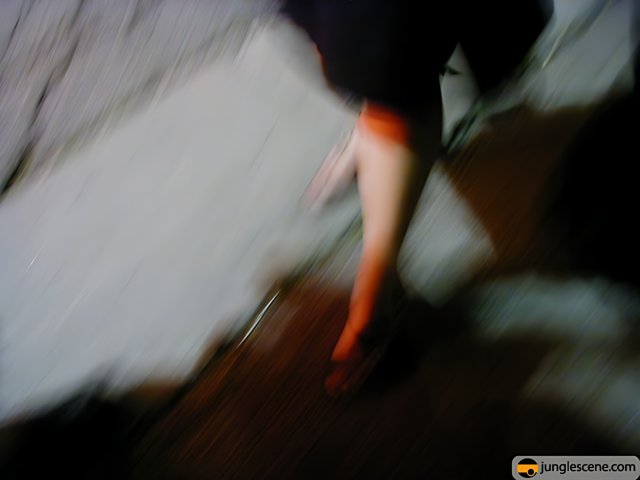 Blurry walk on the sidewalk