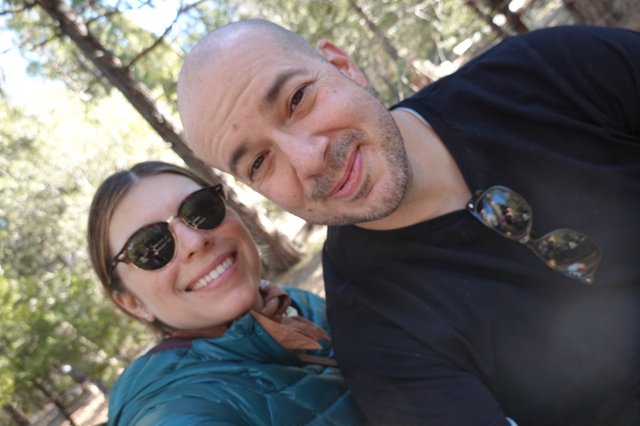 Happy Couple's Sunny Outdoor Selfie Together