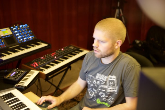 Morgan Page Producing Music in His Recording Studio
