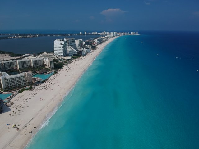Aerial View of Cancun's Coastal Canal