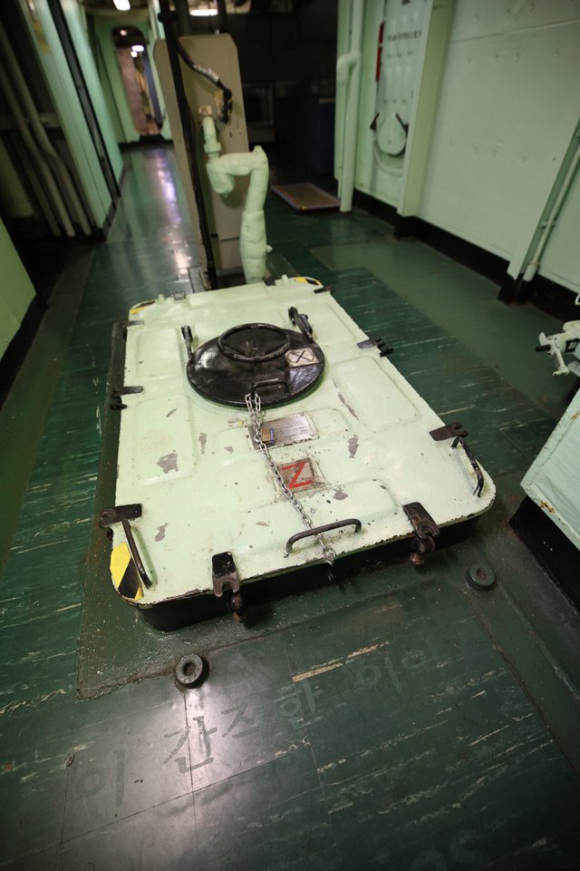 Naval Watertight Hatch on USS Hornet Corridor