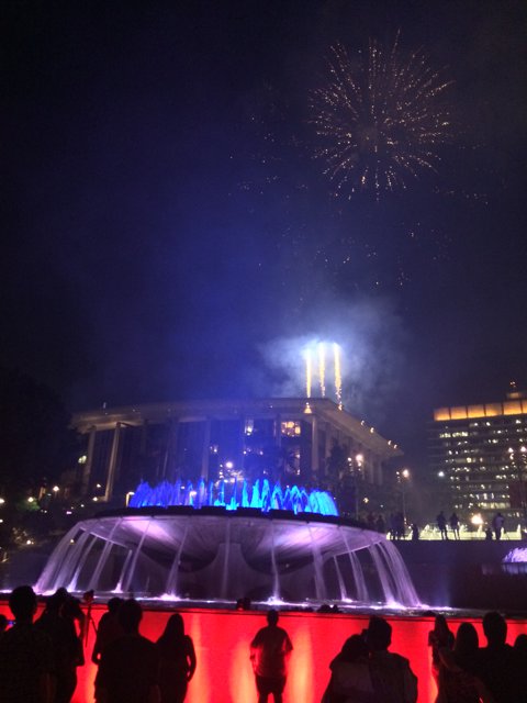 Spectacular Fireworks Show Over the Fountain