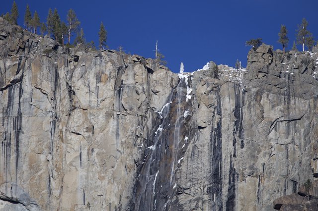 Winter Waterfall Cascading Down Yosemite's Granite Cliffs