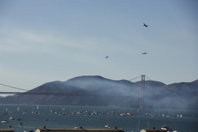 Vibrant Day at the Golden Gate Bridge: Fleet Week Air Show 2023