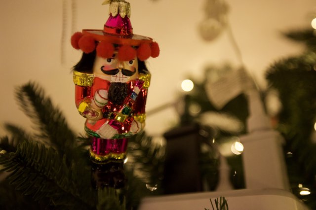 Festive Nutcracker Ornament on Christmas Tree