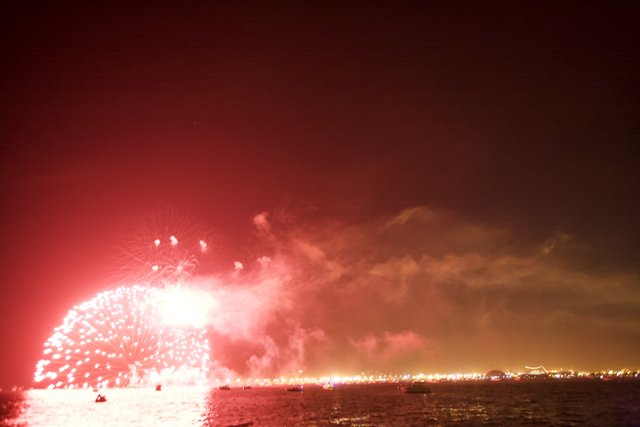 Boats under Fireworks