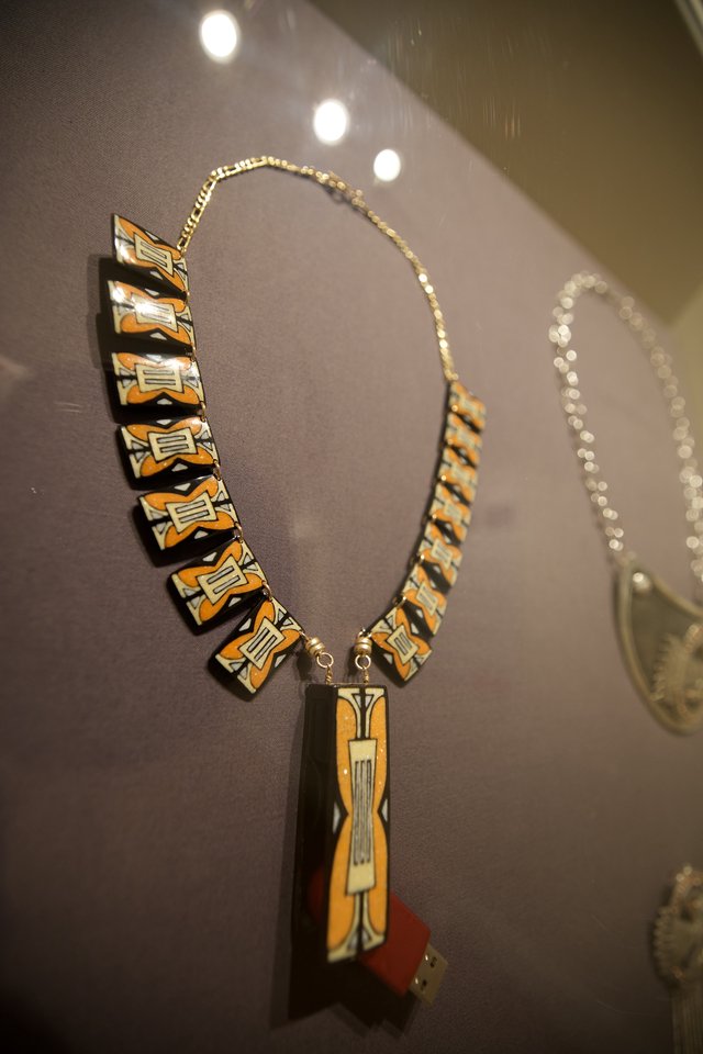 Art Deco Geometric Necklace Display in Museum